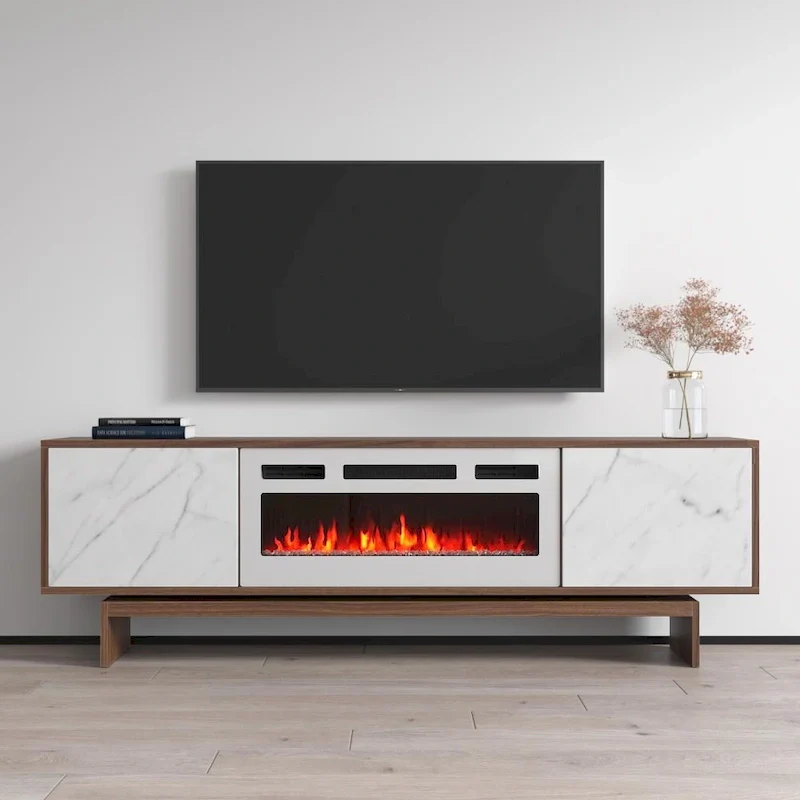 Electric Fireplace TV Stand with Storage, Fits up to 80
