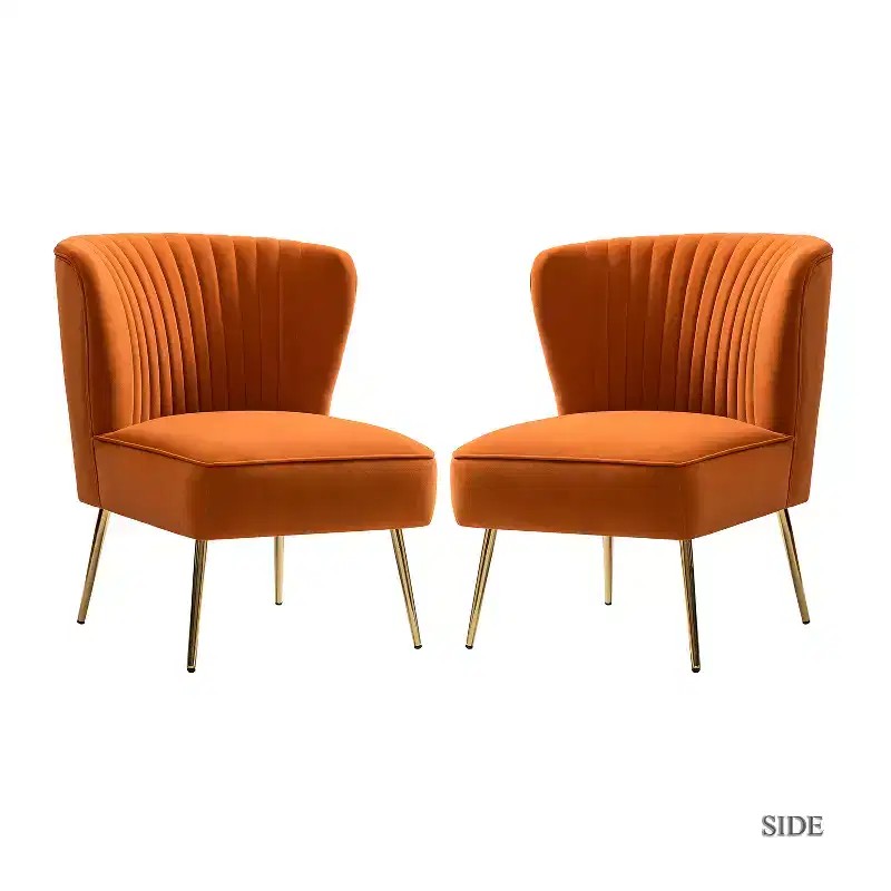 Quentin Velvet Accent Side Chair with Padded Seat Set of 2 | Karat Home