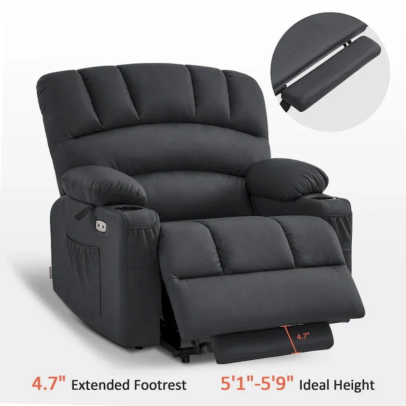MCombo Power Lift Recliner Chair Sofa with Massage and Heat, Faux Leather R7096 (Medium-Wide)