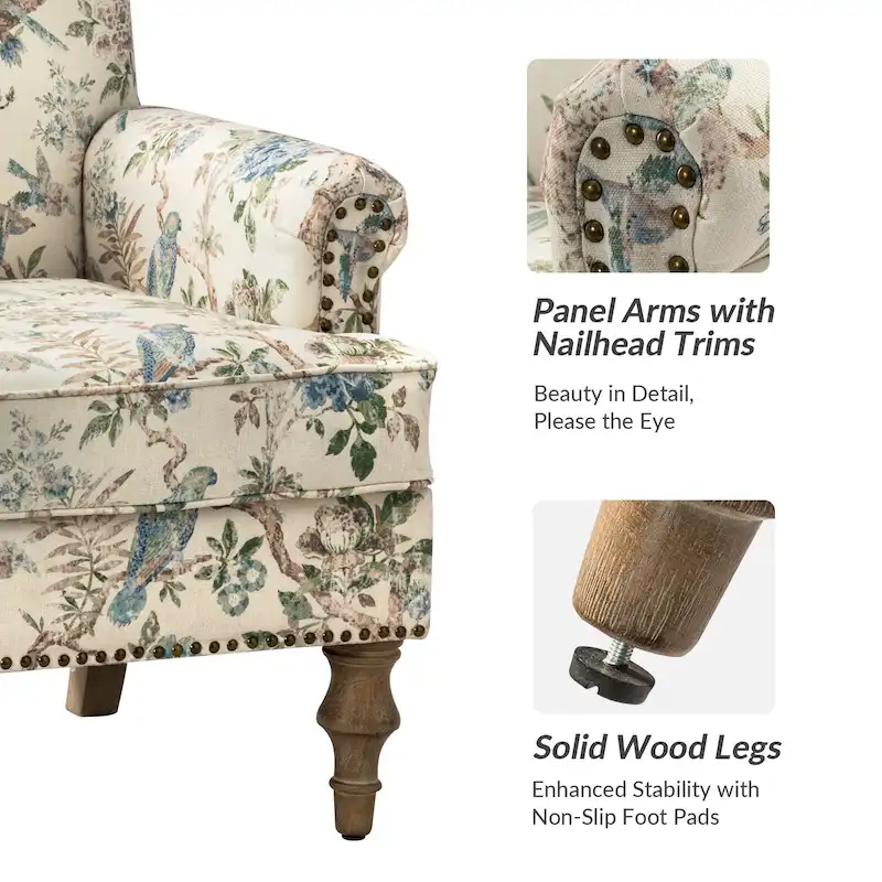 Yahweh Farmhouse Nailhead Armchair with Rolled Arms by HULALA HOME