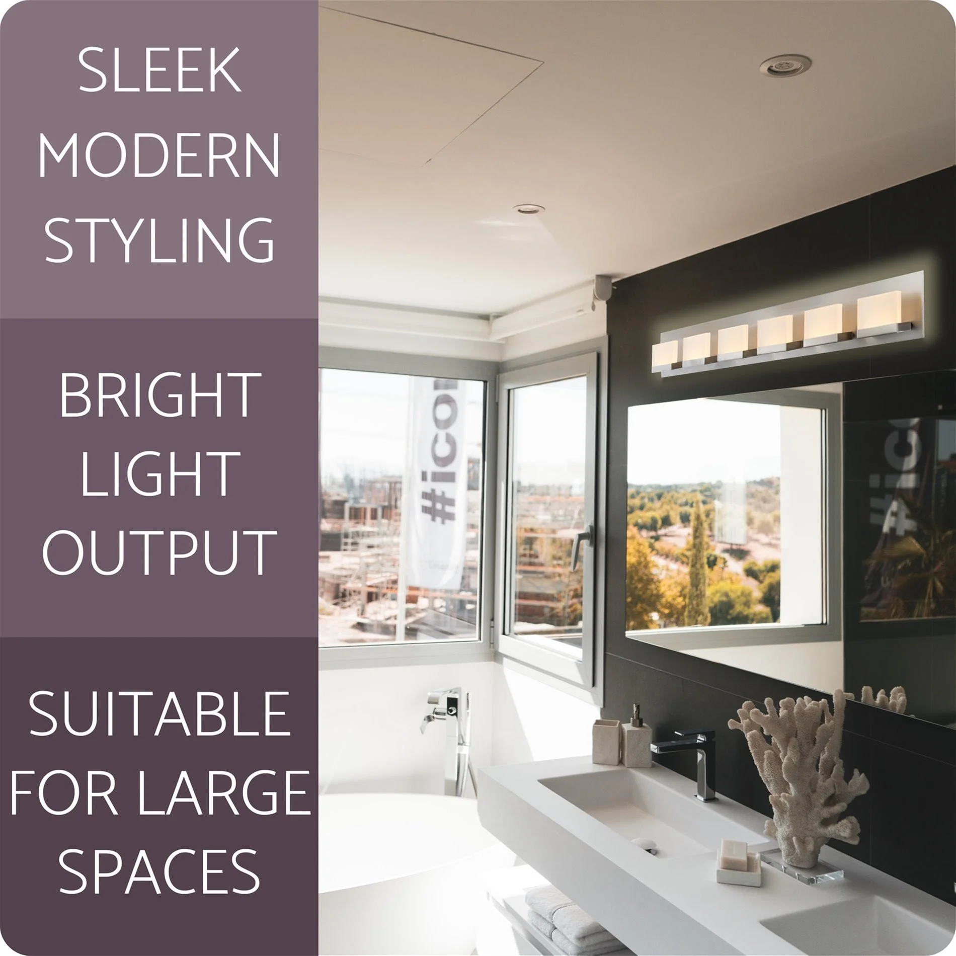 Everett 48 Modern 6-Light 60W Integrated LED (360W eq.) Bathroom / Vanity Light