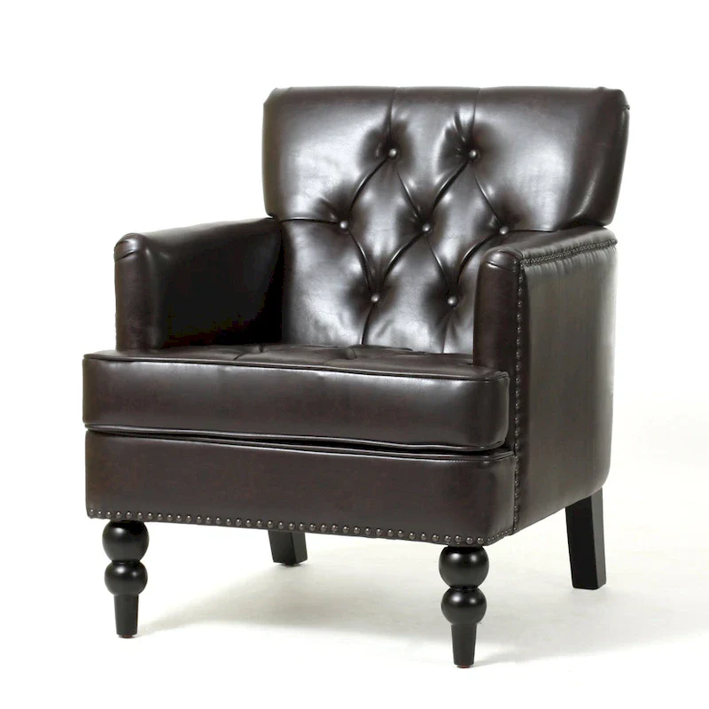 Malone Brown Leather Club Chair by Christopher Knight Home