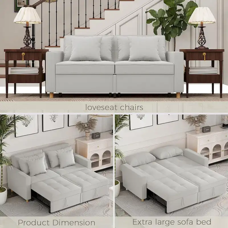 AECOJOY 3-in-1 Sofa Bed Double Sleeper Chair Bed