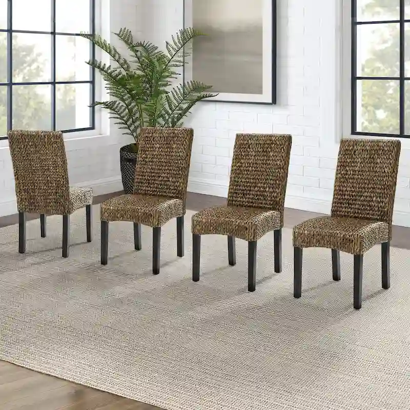 Crosley Edgewater Water Hyacinth Seagrass/ Wood Dining Chair (Set of 4) - 24x18.75x37.38