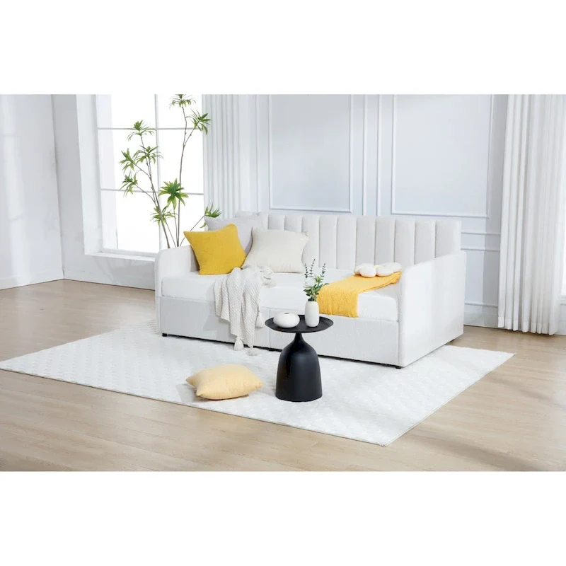 Epiphyllum Modern Velvet Twin Daybed with 2 Drawers and Ribbed Tufted Backrest by Christopher Knight Home