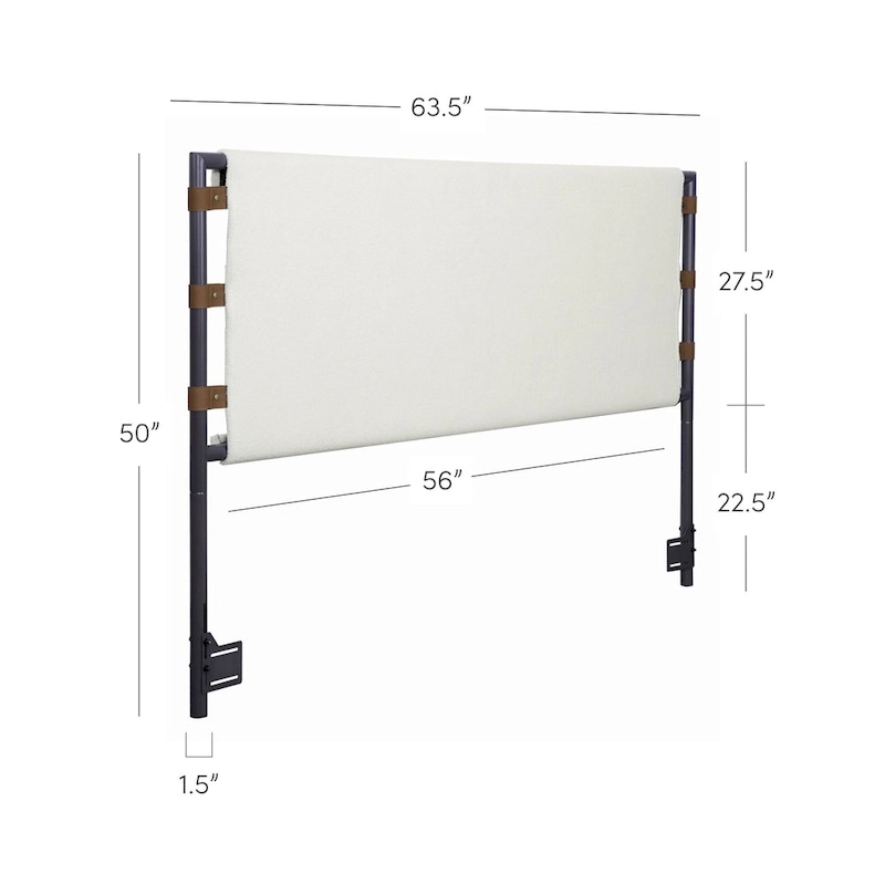 Nathan James Aspen Bed Headboard, Boucle Upholstered Headboard with Matte Metal Frame