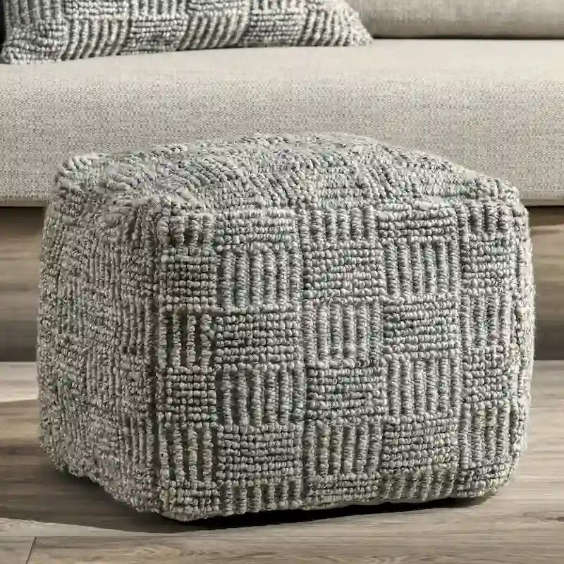 Villa by Classic Home Shades 18  Recycled Fabric Indoor/Outdoor Pouf
