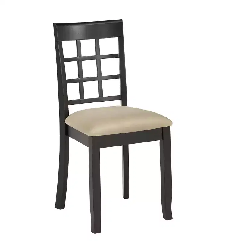 Black/Beige Armless Dining Chair, Curved Back, Set of 2