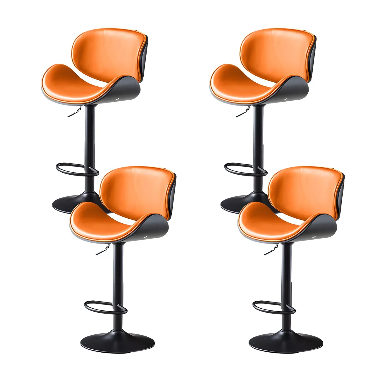 Arched Blackish Green Leather Swivel Adjustable Bar Stool