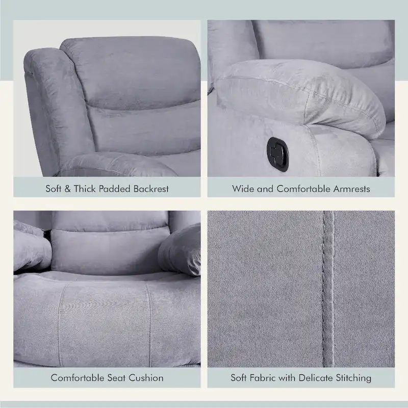 93 Width Polyester/Suede 5-Piece Manual Reclining Sectional Sofa