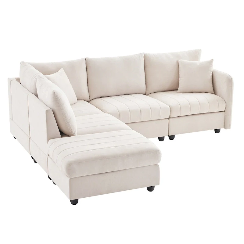 89 Polyester Modular Sectional Sofa with Deep Seat & Ottoman