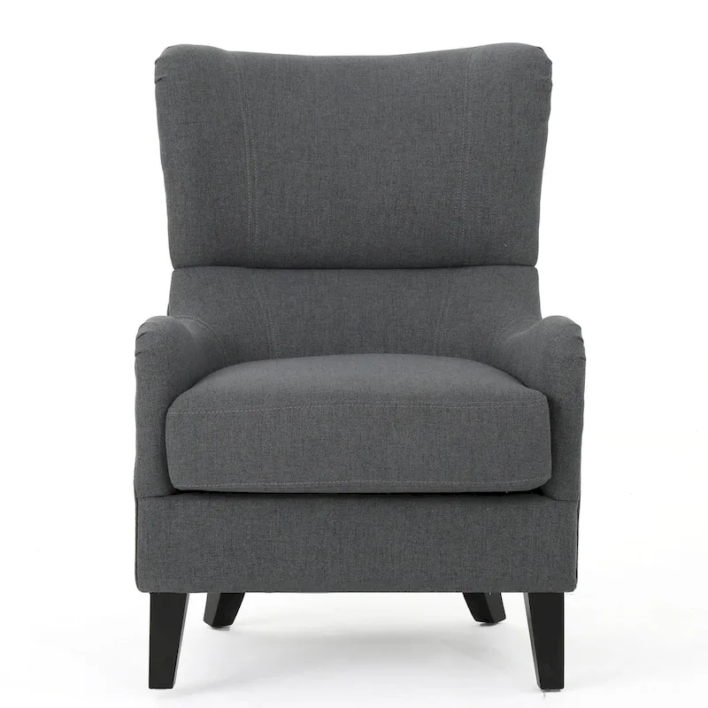 Charcoal 27 High Back Accent Chair with Wing Back and Birch Legs