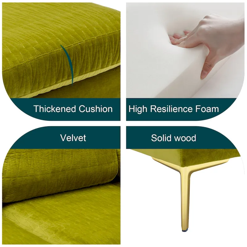 Velvet U-shaped modular detachable sectional sofa