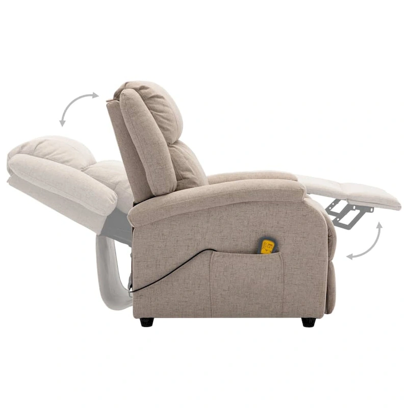 vidaXL Massage Chair Cream Fabric - 71 x 92 x 96 cm