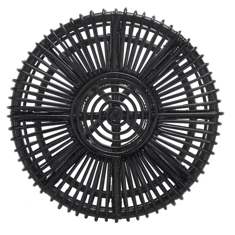 Round Rattan Accent Table, Black / Honey Natural, 1-Piece
