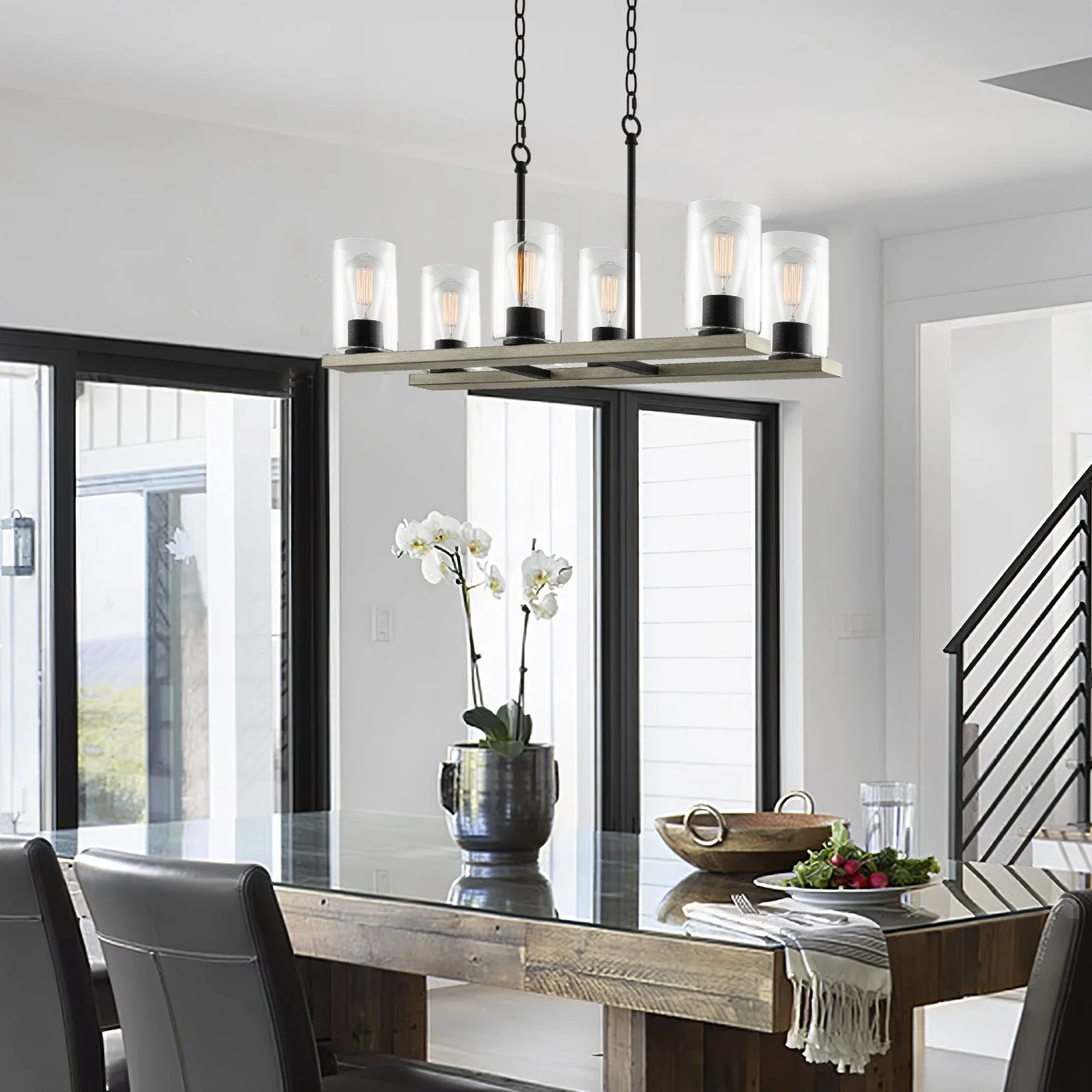 Piedmont 30 6-Light Large Farmhouse Kitchen Island Chandelier