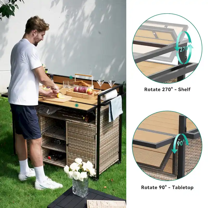 54.3 Wicker Bar Cart