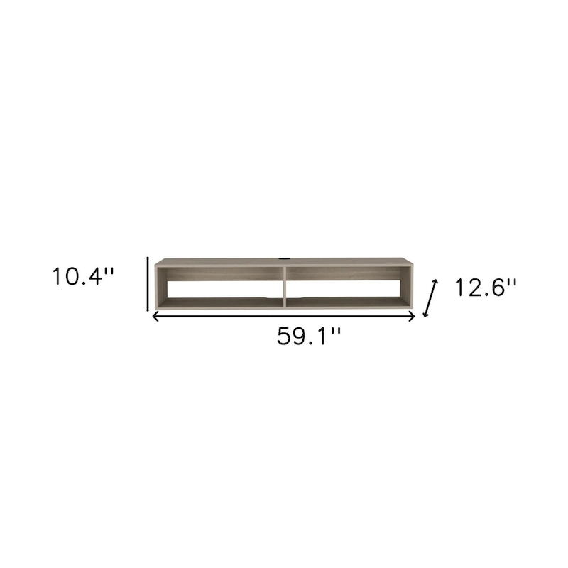 Modern TV Console Wall Mounted 59  Floating Media Stand with Shelves and Cable Management - 10.4H x 59.1W x 12.6D