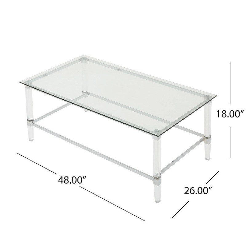 Bayla Modern Rectangle Glass Coffee Table by Christopher Knight Home - 26L x 48W x 18H