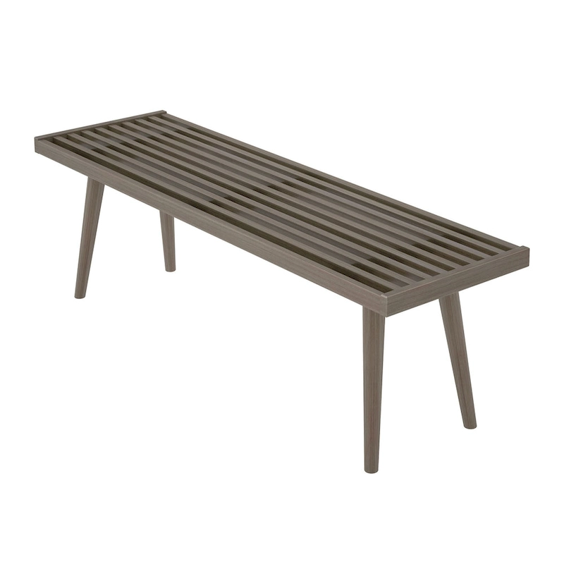 Plank and Beam Mid Century Double Wood Entryway Bench - 56.3 L x 16.5 W x 17.5 H