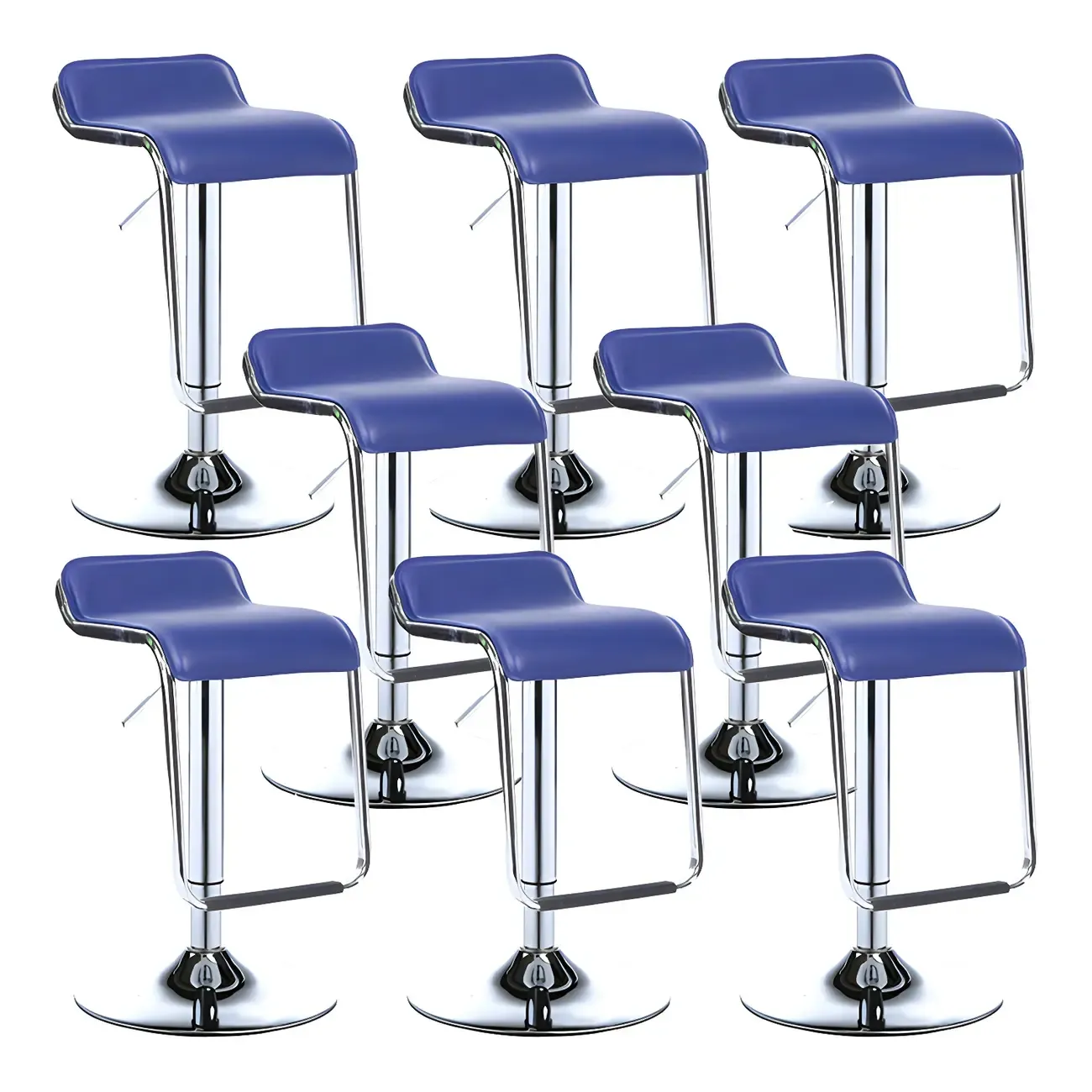 Modern Pedestal Swivel Bar Stool Adjustable Height Low Back Faux Leather