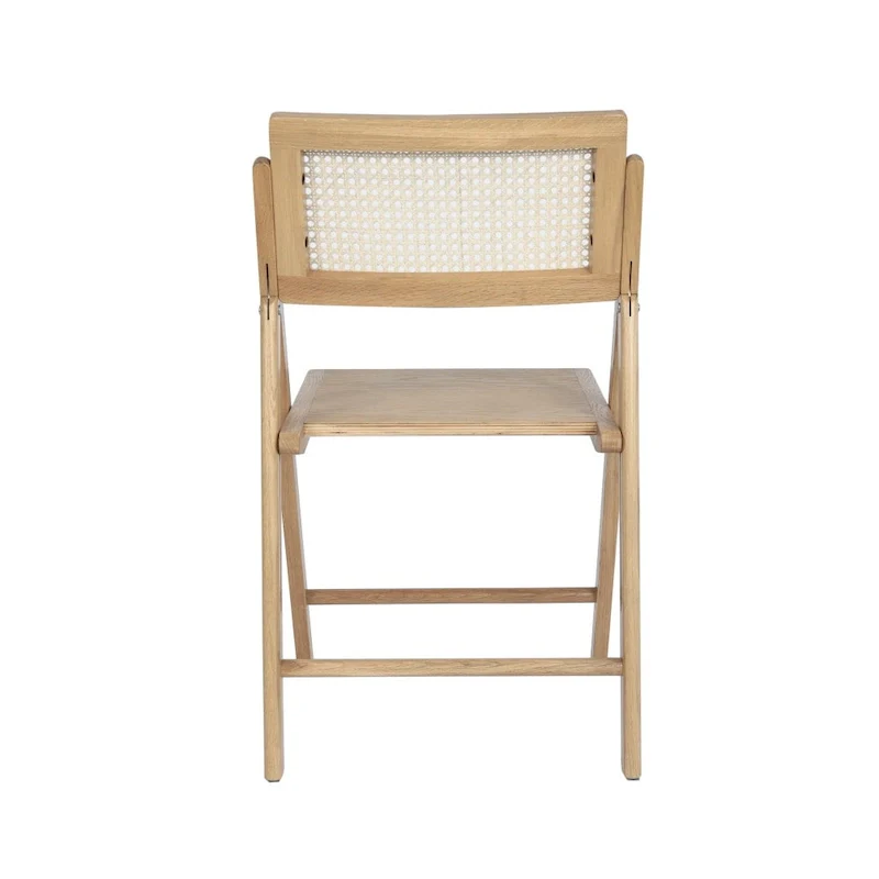 Folding Armless Cane Rattan Chairs with Breathable Woven Backrests - 2 Pack
