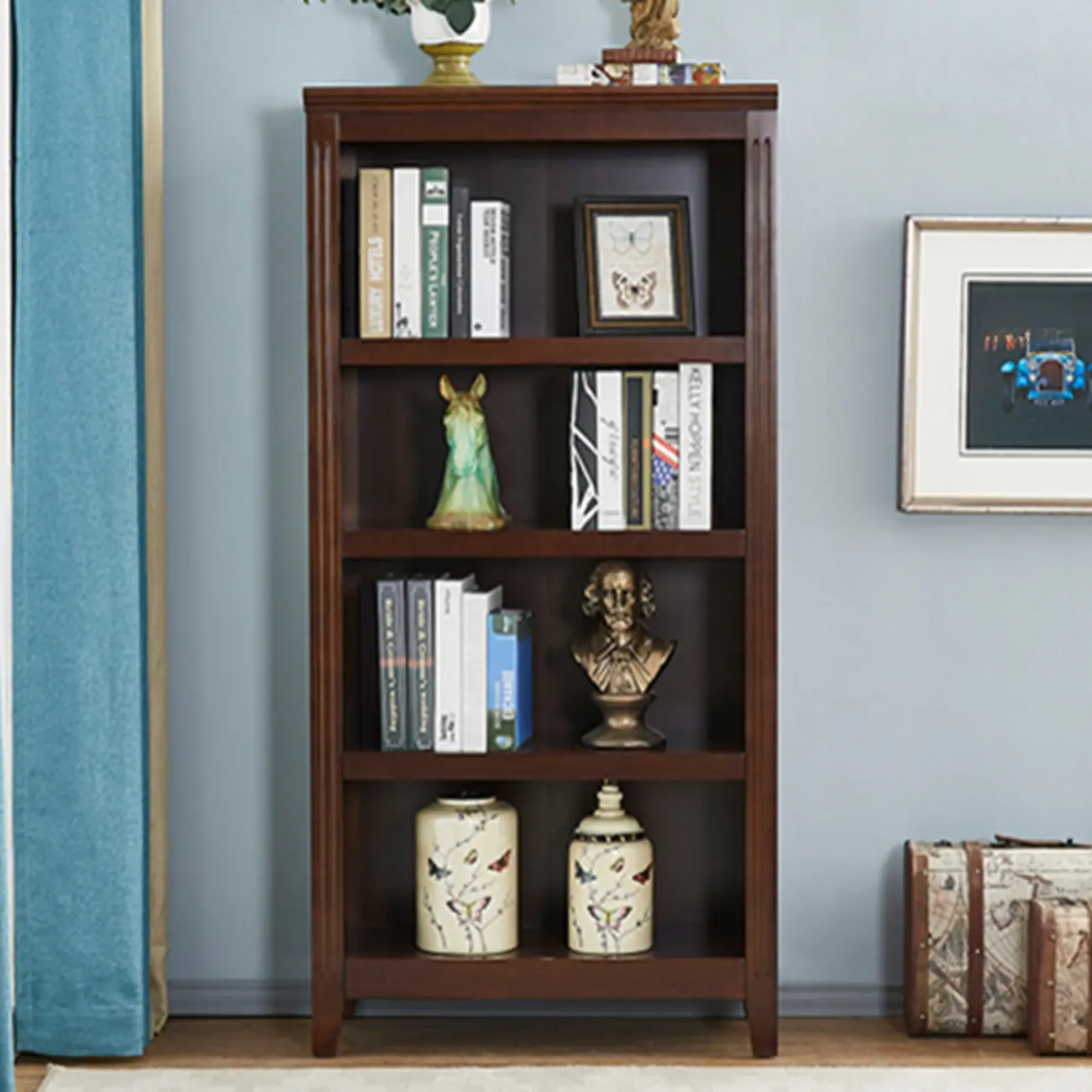 Classic Birch Wood 5-Tier Vertical Barrister Bookcase