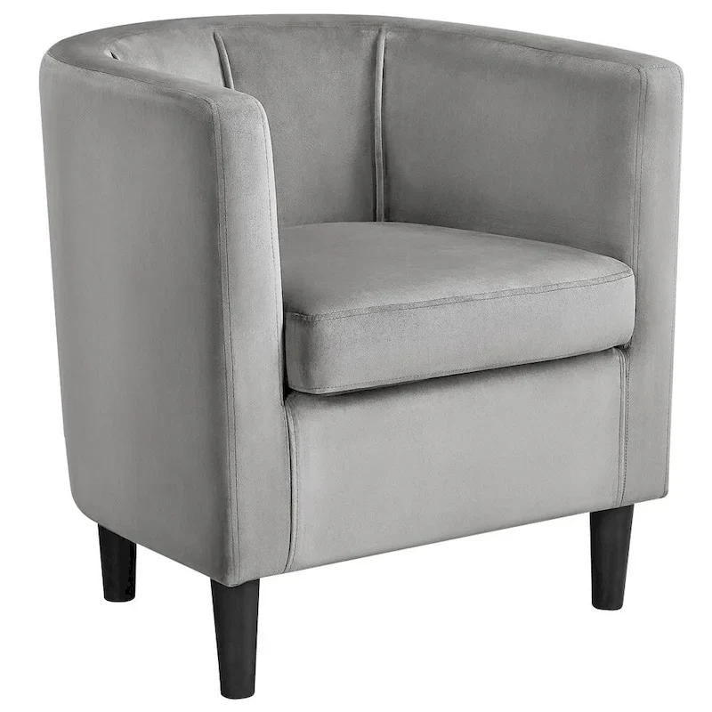 Yaheetech Modern Barrel-shaped Chair Upholstered Velvet Club Chair