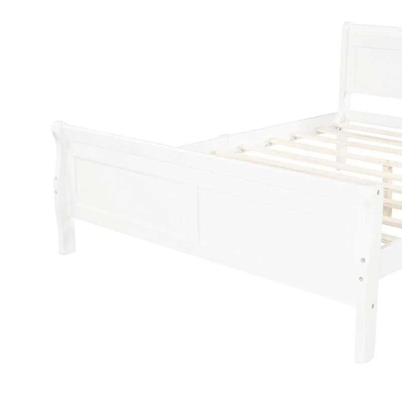 Twin/Full/Queen Wood Frame Sleigh Bed with Footboard