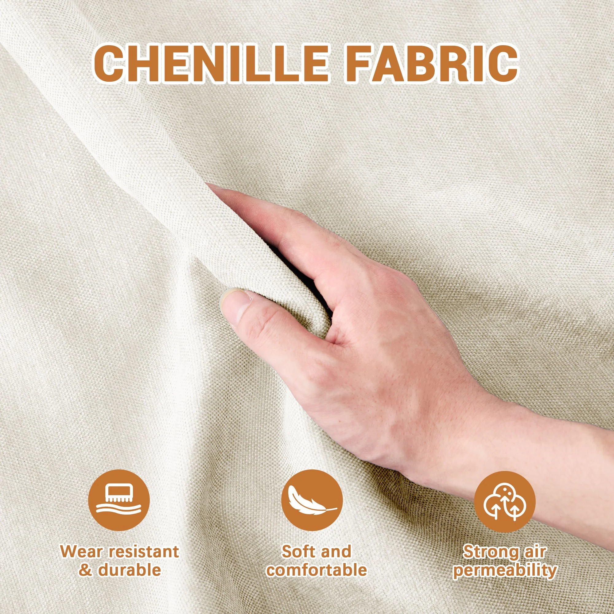 Walker Edison | High-Resilience Foam Chenille Sectional Sofa with Ottomans