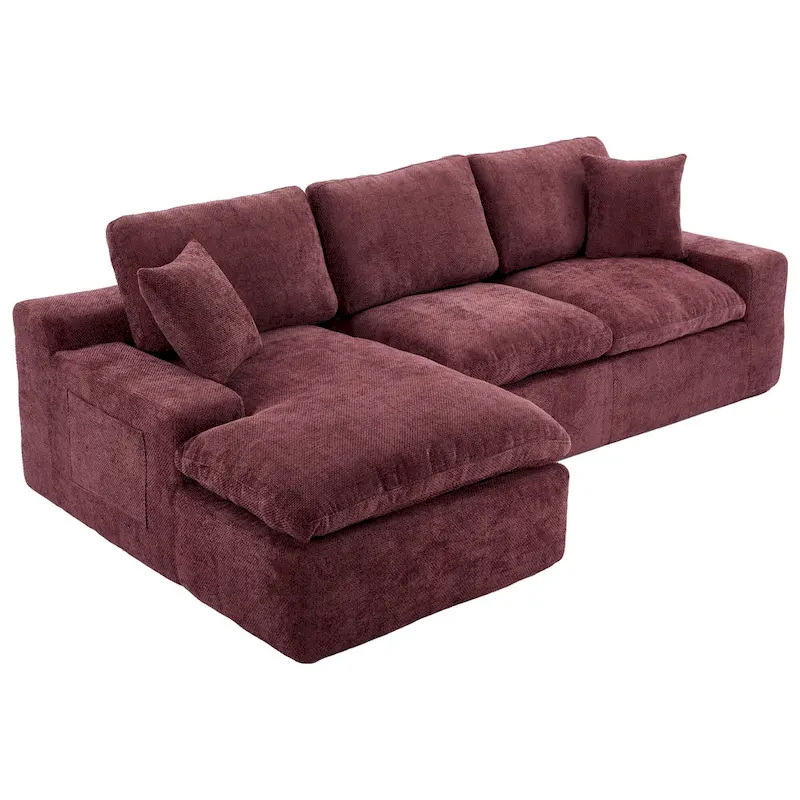 L-Shaped Reversible Sectional Sofa Chenille Fabric Couch Chaise