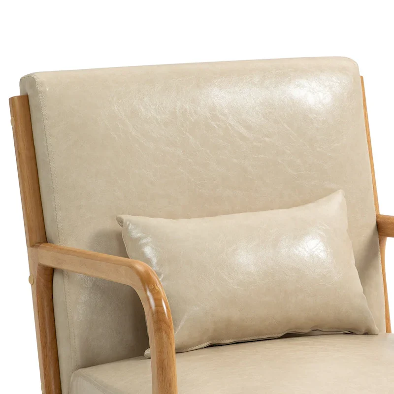 Mid-Century Modern Upholstered Accent Chair with Wood Frame