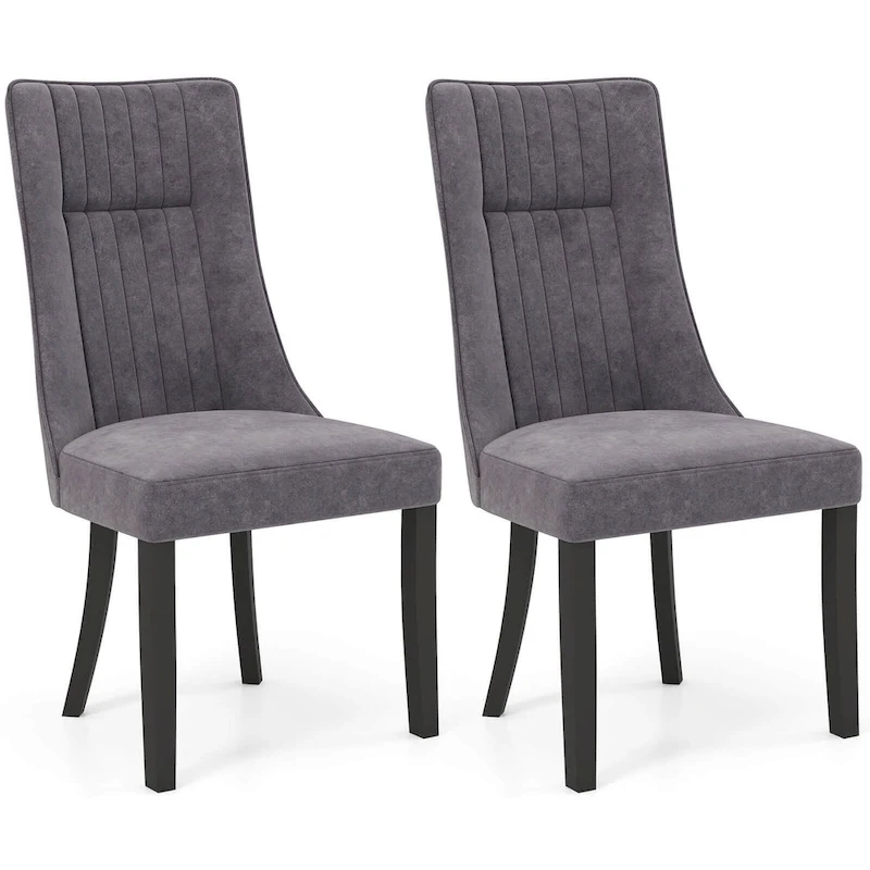 Costway Channel Tufted Dining Chairs Set of 2/4 with High Backrest