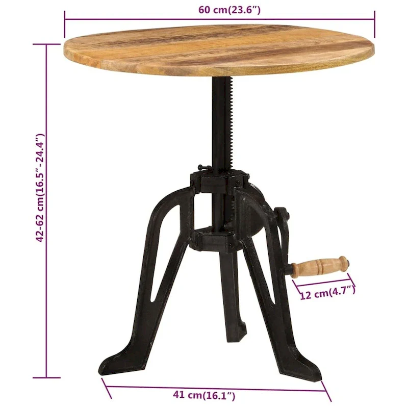 vidaXL Side Table Round Coffee End Table Sofa Table Solid Wood and Cast Iron