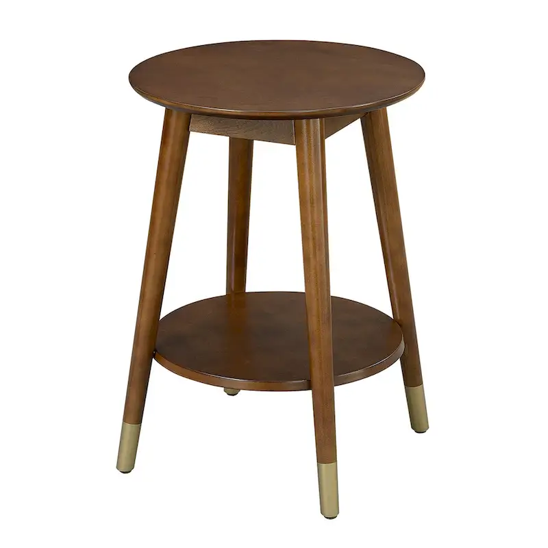 Convenience Concepts Wilson Mid Century Round End Table with Shelf