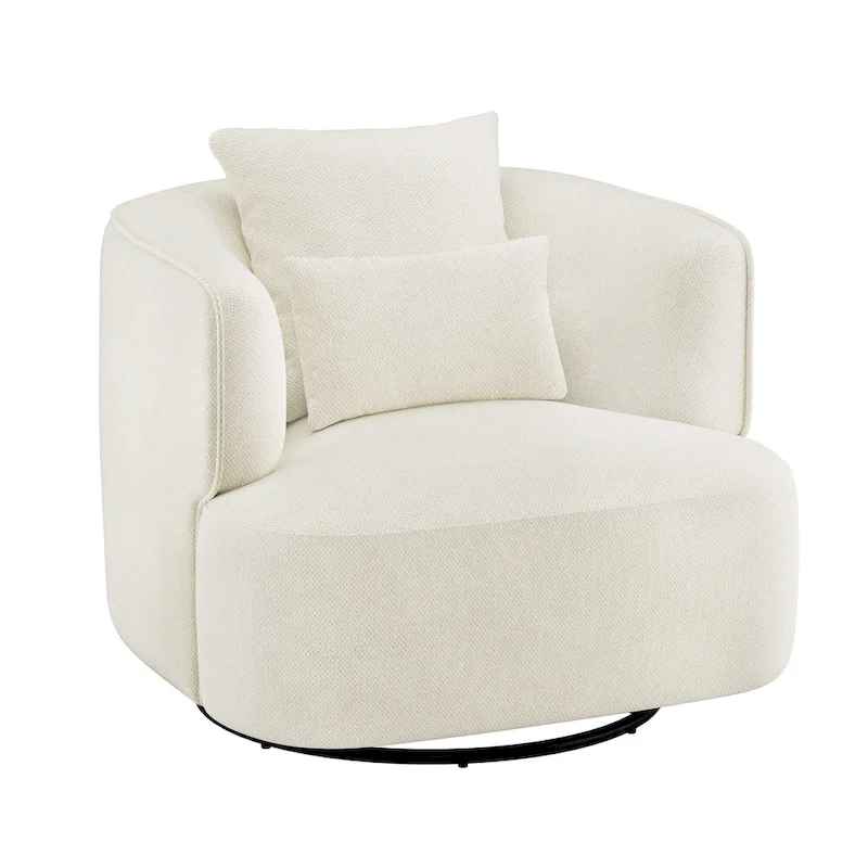LUE BONA 2 Set Swivel Accent Armchair Fabric Blend, Modern Barrel Living Room Sofa Chair - 32.7 W x 32.7 D x 26.8 H