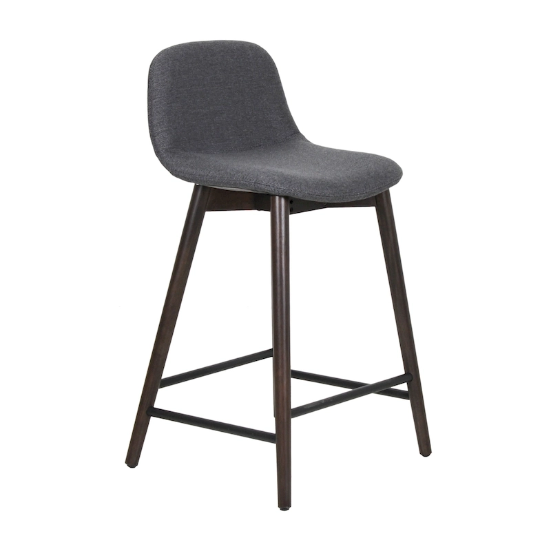 Upholstered Solid Wood Counter Stool With Footrest by East at Main