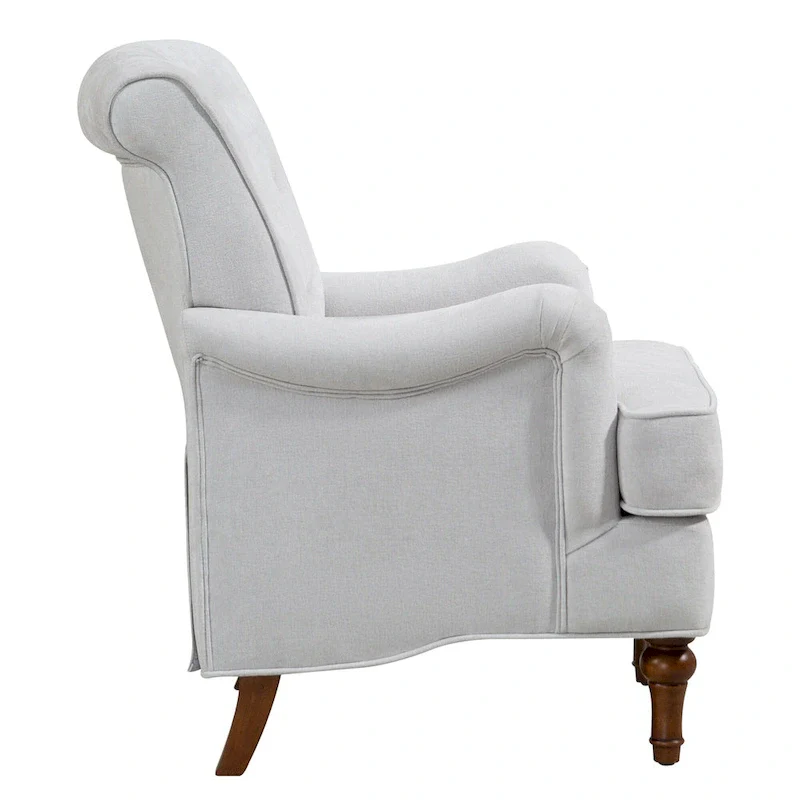 Chenille Fabric Accent Chair with Retro Wooden Legs, High-Density Foam and Spring Cushion, and 300 lbs Weight Capacity
