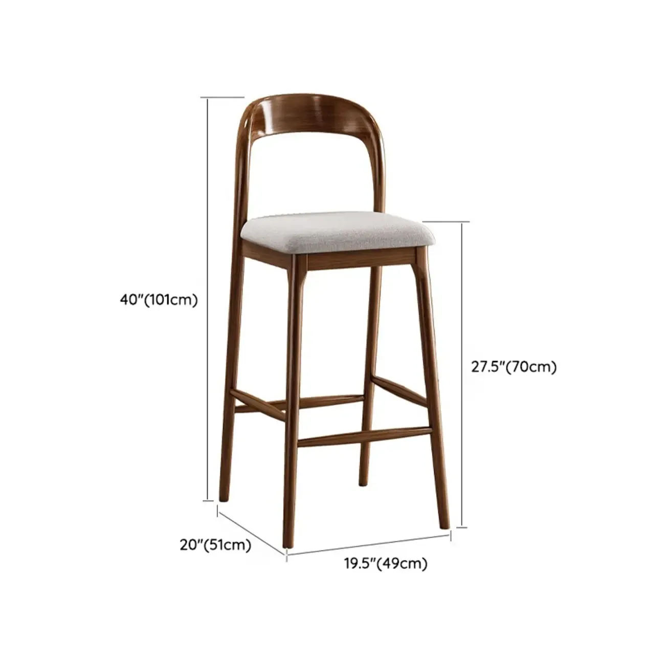 Modern Pine Wood Bar Set with Upholstered Chairs