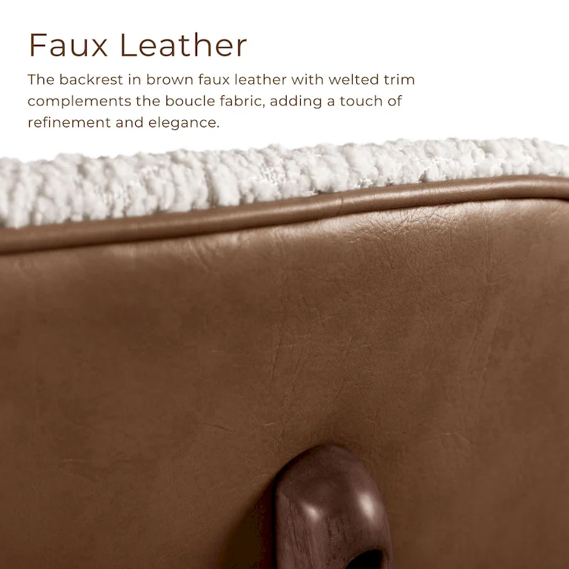 Furniture of America Beau II Mid-century 2-Pack Walnut Dining Chair Set with Boucle Upholstery