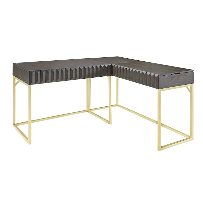 Bird Glam Metal Lift-top L-Shaped Computer Desk with USBs by Furniture of America