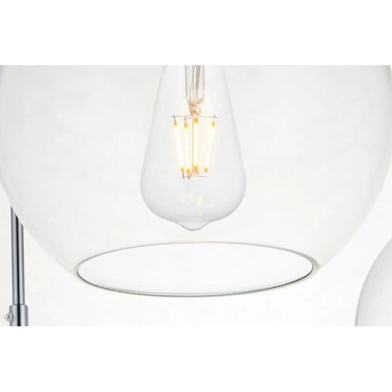 Clear Spherical Glass/ Metal 3-Light 36-inch Pendant