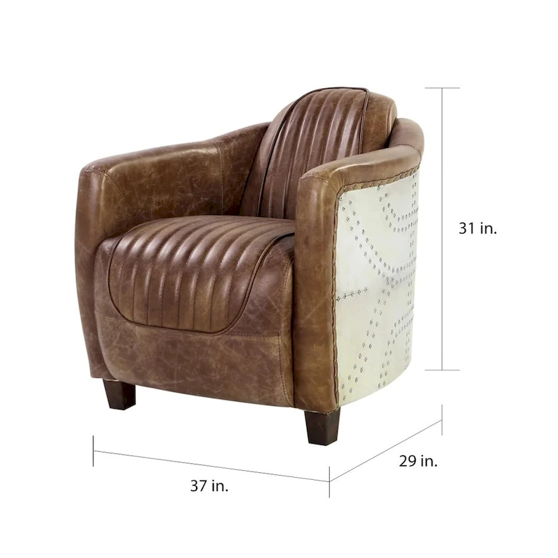 Acme Furniture Brancaster Top Grain Leather Retro Brown Arm Chair
