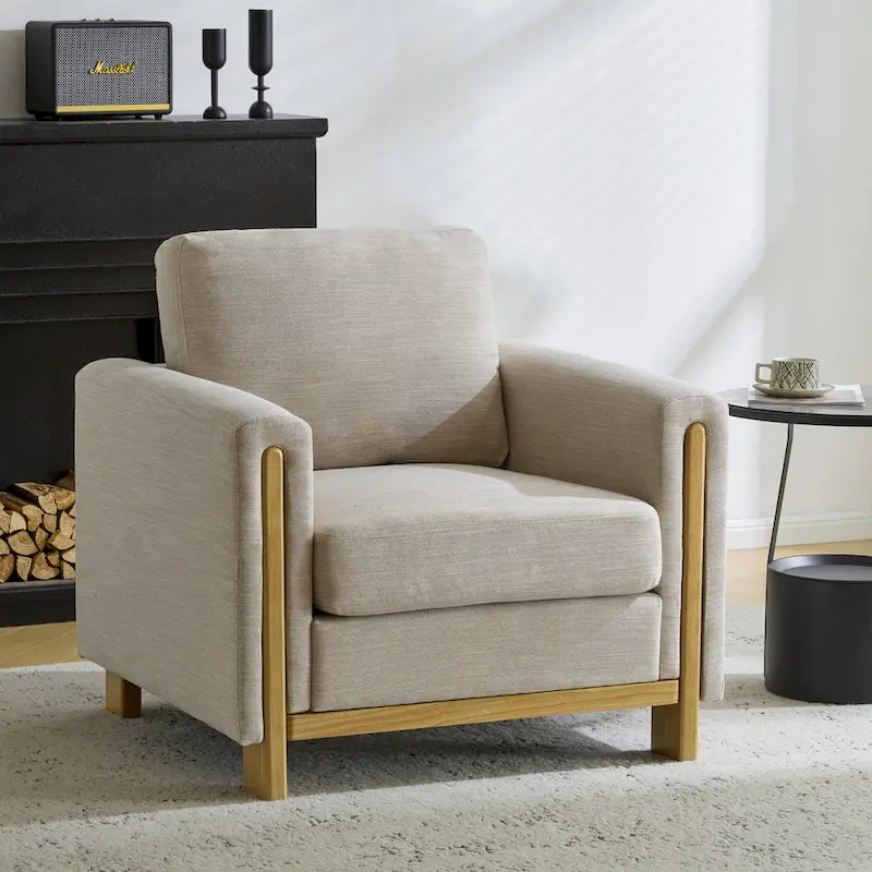 Christopher Knight Home - Harmonia Upholstered Armchair with Solid Wood Frame and Plush Cushioning