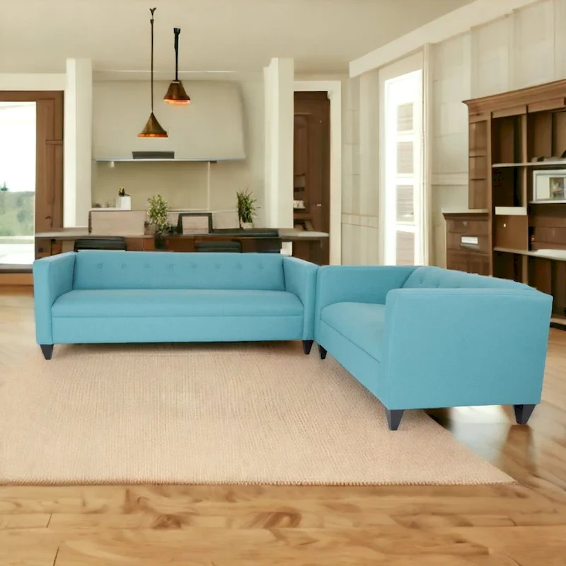 Contemporary Loveseat and Sofa Set Polyester Nylon Solid Wood Frame Upholstered