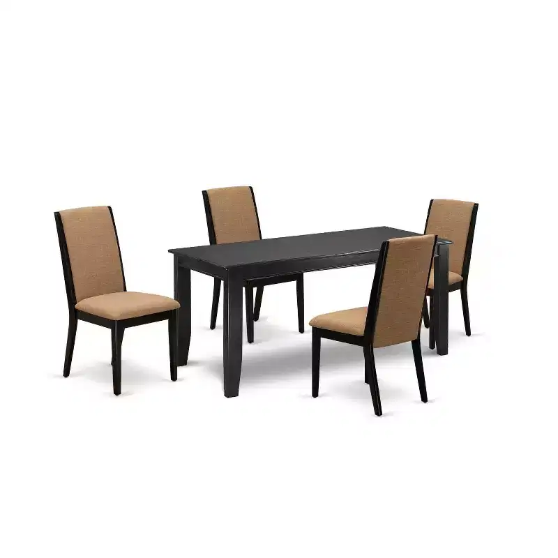 Dark Brown 5-Piece Square Wood Dining Set – Seats 4