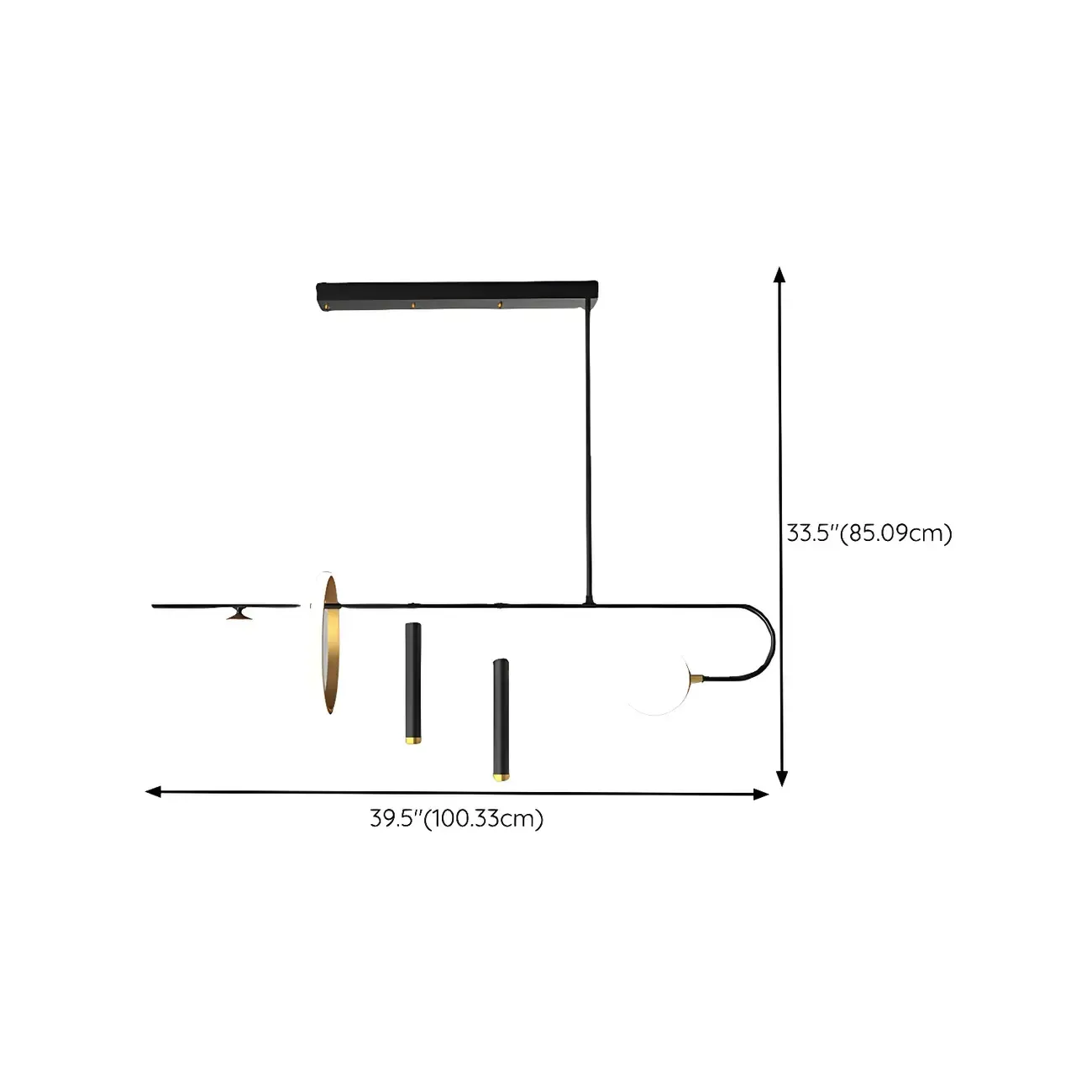 Modern Black LED Linear Kitchen Island Chandelier