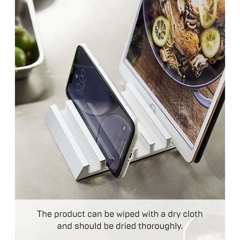 Yamazaki Home Phone and Tablet Stand - Aluminum, Aluminum - L 5.12 x W 3.94 x H 0.71 inches