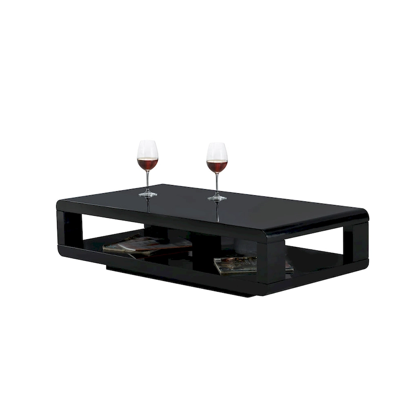 Artiva CASA Modern Lacquer Coffee Table, Glossy Black 48X24X12H