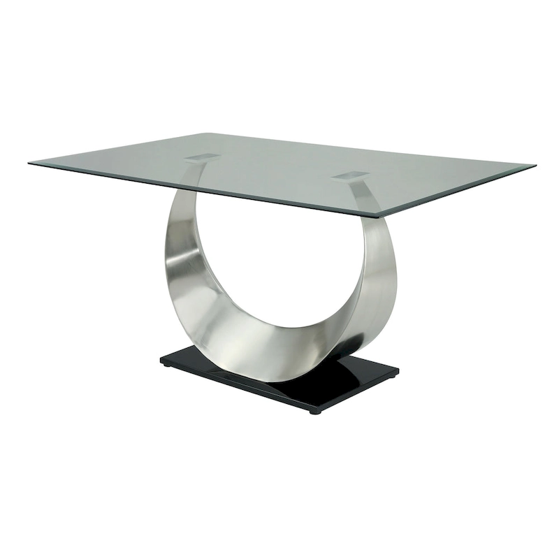 Heer Modern Black Steel U-shaped Pedestal 7-Piece Dining Set by Furniture of America